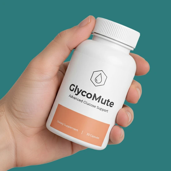 GlycoMute blood sugar and metabolic wellness supplement held in hand